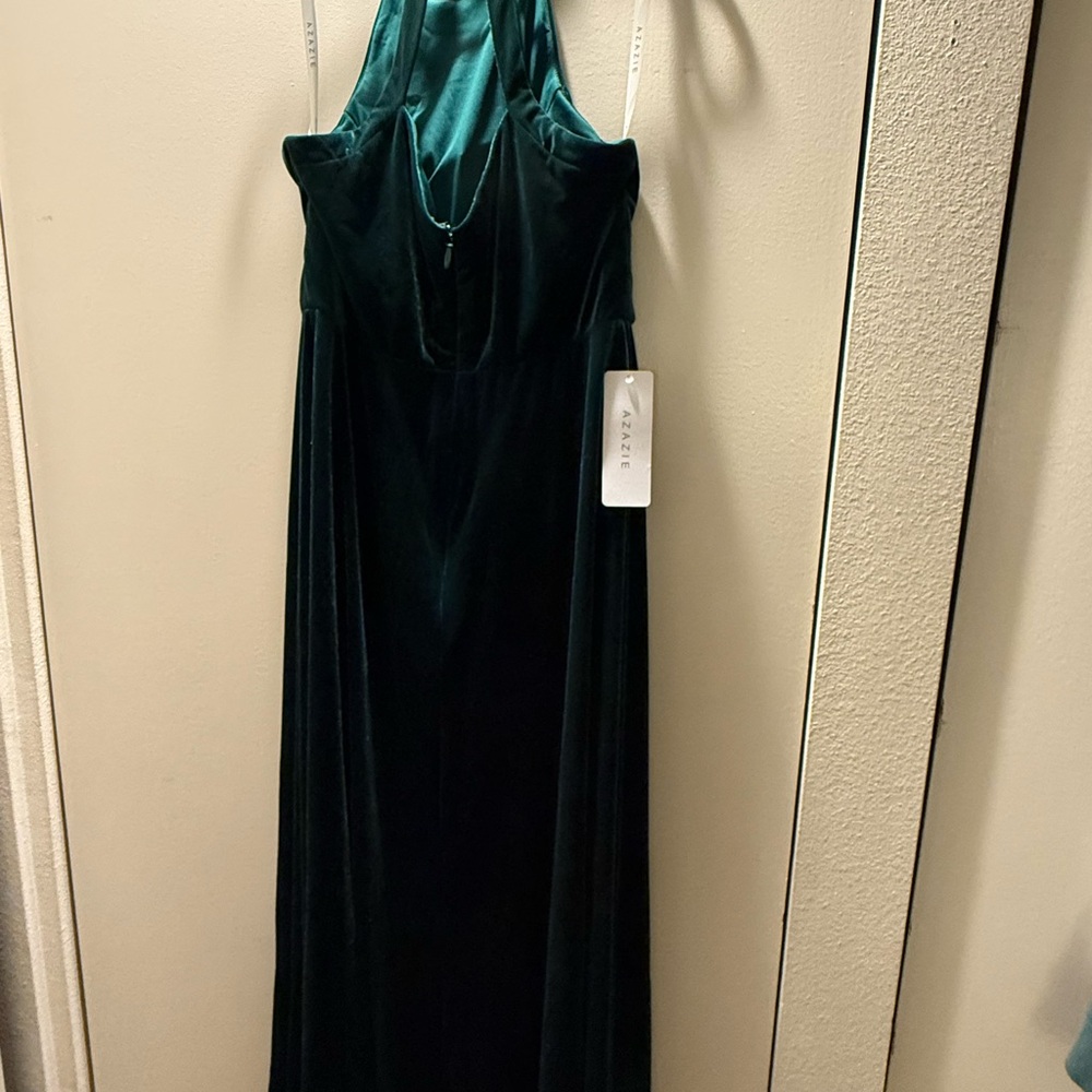 Azazie Larice Bridesmaid Dress in Emerald Velvet - Picture 4 of 6